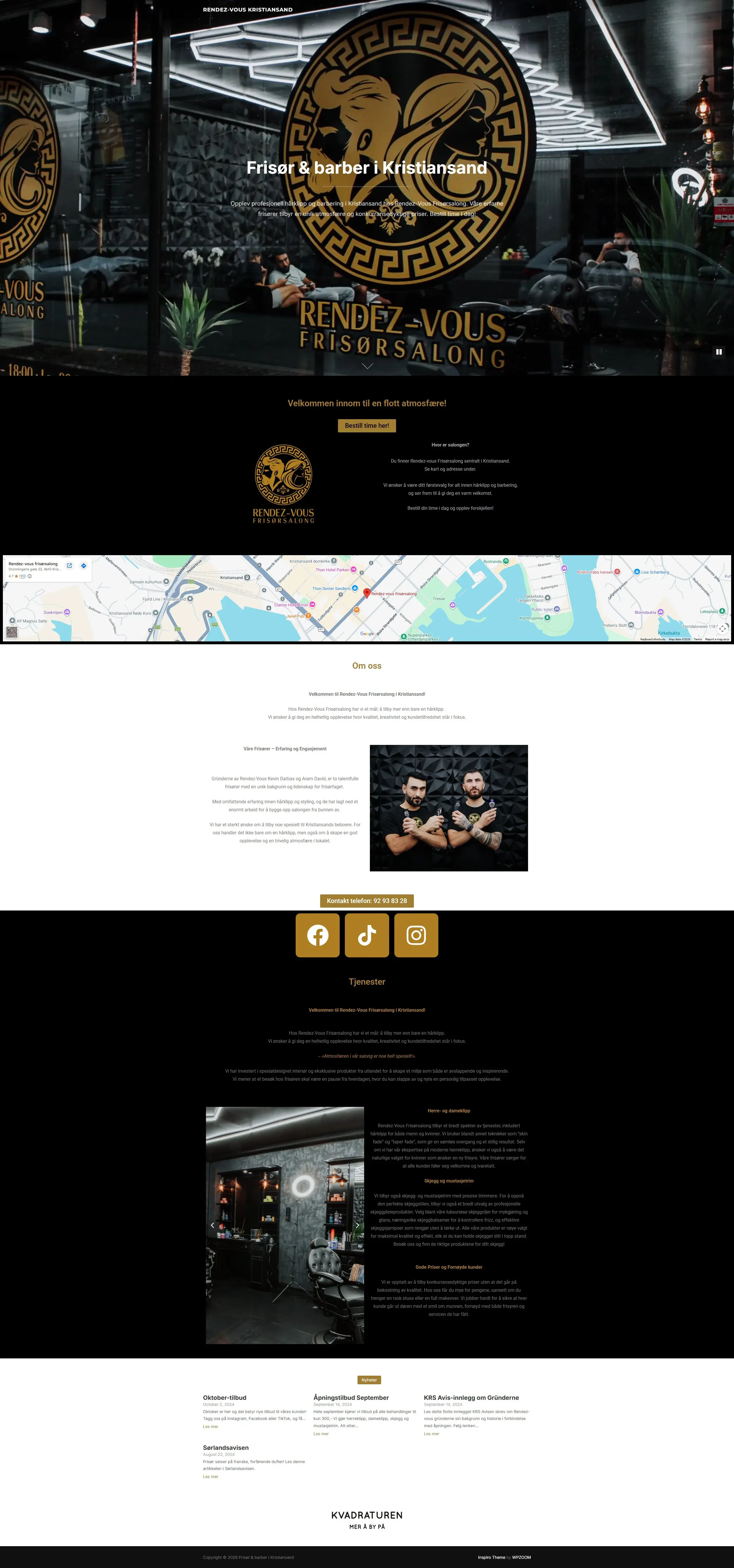 Skjermbilde av Rendez-Vous sin gamle WordPress-baserte nettside